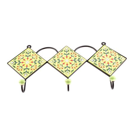 Yellow Red Ceramic Floral Tiles Hooks Online